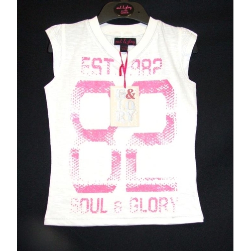 590 - As New Girls Clothing Age 2-3 Yrs: 2 Soul & Glory T shirts white & yellow, pair black jogging bottom... 