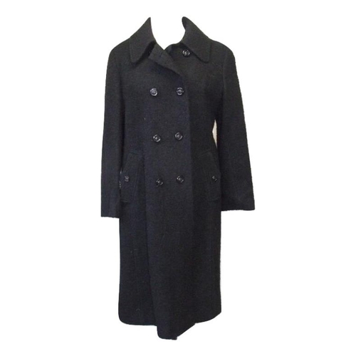 477 - Ladies Vintage St Michaels Dark Blue Wool Coat size 16 & Admyra London Black Boucle Wool Mix Coat, a... 