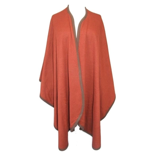 502 - Ladies Knitwear: Brown/Burnt Orange Reversible Shawl, Grey Shawl with frilled edge, Striped Poncho &... 