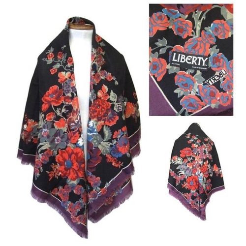 506 - Liberty Floral Print Wool Scarf, approx. 124cm x 124cm