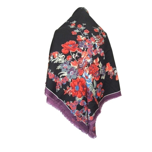 506 - Liberty Floral Print Wool Scarf, approx. 124cm x 124cm