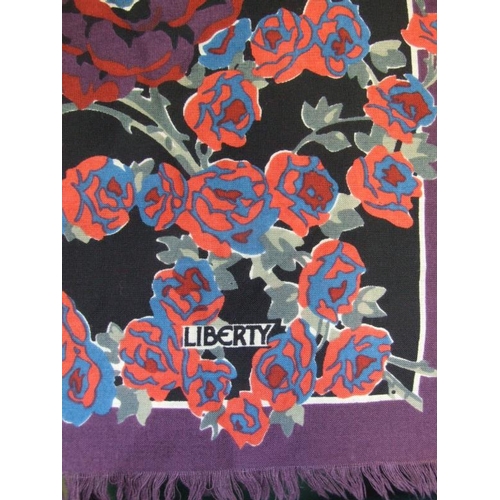 506 - Liberty Floral Print Wool Scarf, approx. 124cm x 124cm