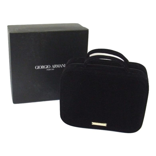 518 - Giorgio Armani Parfums Black Velvet Box Bag in original box