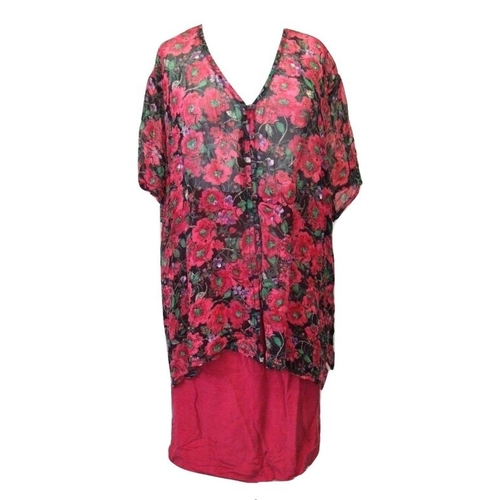 510 - Ladies Modern Separates Size 20: Monsoon pink floral blouse, Windsmoor pink skirt, Per Una brown T s... 