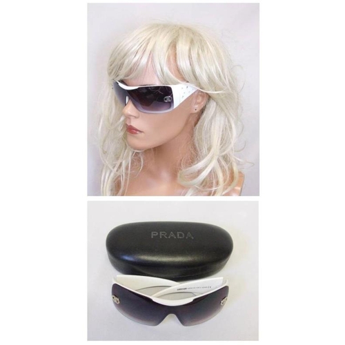 520 - Pair White Sunvision Designer Sunglasses in case marked Prada