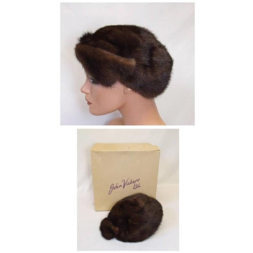 524 - Ladies Vintage Mink Hat in John Vickers Ltd. hat box