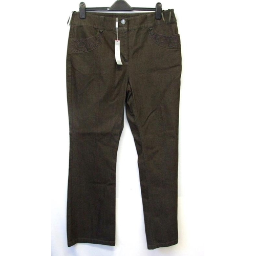 532 - As New Ladies Trousers/Jeans Size 16: East black linen, Per Una brown jeans, Liz Claiborne cream cot... 