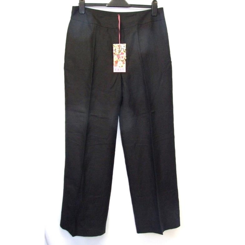 532 - As New Ladies Trousers/Jeans Size 16: East black linen, Per Una brown jeans, Liz Claiborne cream cot... 