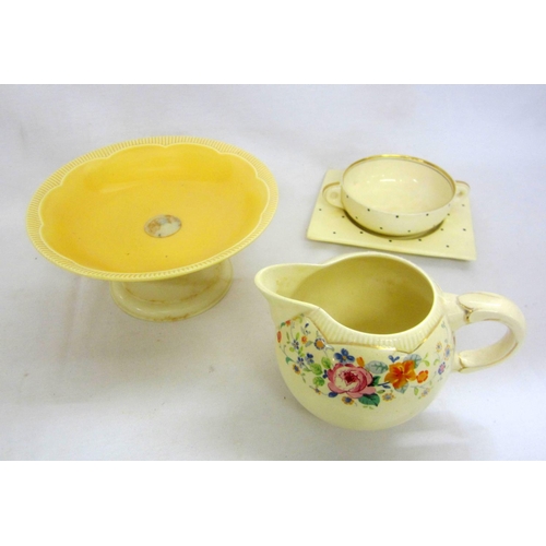 351 - Clarice Cliffe Bizarre Royal Staffordshire, Biarritz rectangular saucer & 2 handled cup/soup bowl, c... 