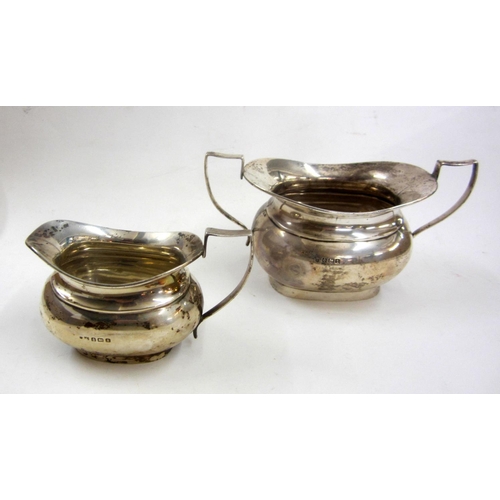 262 - Silver Sugar Basin & Milk Jug, maker CSC & Co., Birmingham 1918