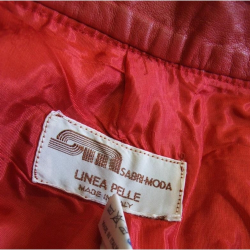 619 - Ladies Sabri Moda Vintage Red Leather Trouser Suit labelled size 14