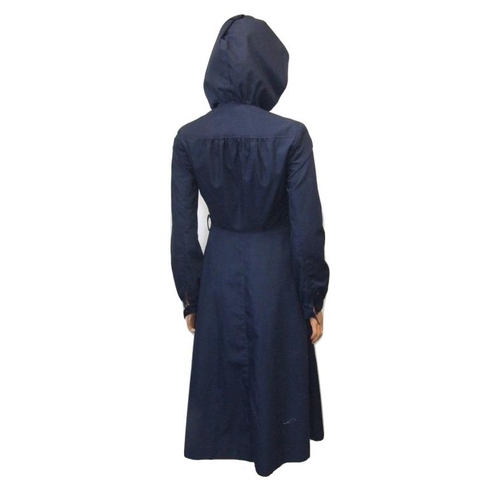 624 - Wallis Vintage Dark Blue Coat with hood, zip front, size 8