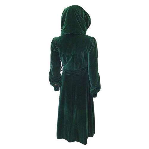 625 - Ariella Fashions Dark Green Velvet Coat with hood, approx. size 8