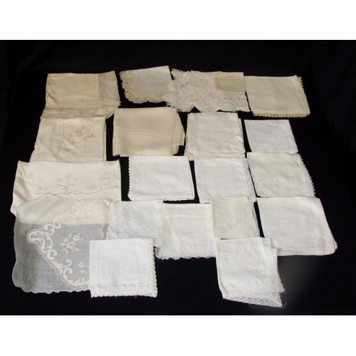 636 - Ladies & Mens Handkerchiefs incl. monogramed, embroidered, linen, lace, small scarves etc.