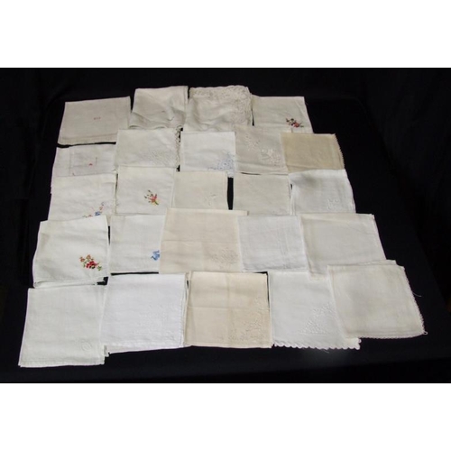 636 - Ladies & Mens Handkerchiefs incl. monogramed, embroidered, linen, lace, small scarves etc.