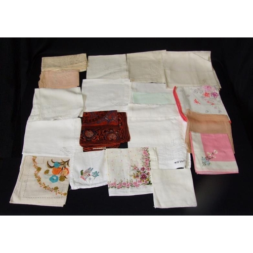 636 - Ladies & Mens Handkerchiefs incl. monogramed, embroidered, linen, lace, small scarves etc.