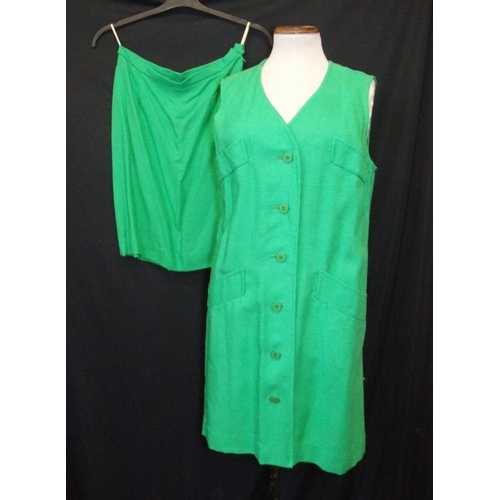 685 - Ladies Vintage Alexon Moygashel Green Skirt & Matching Sleeveless Jacket, Nam Reebi Moygashell Blue/... 