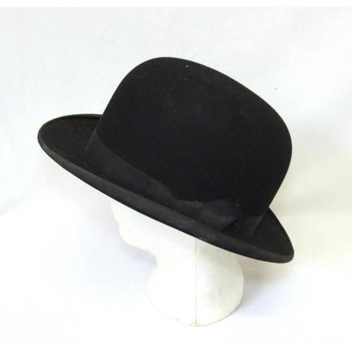 703 - Aristos London Stelastic Vintage Bowler Hat, labelled to interior 3 1/4 ozs in cardboard hat box mar... 