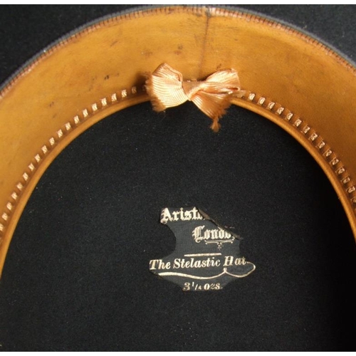 703 - Aristos London Stelastic Vintage Bowler Hat, labelled to interior 3 1/4 ozs in cardboard hat box mar... 