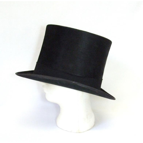 704 - Walter Barnard & Son Vintage Moleskin Effect Top Hat (band detached), approx. 55cm circumference, in... 