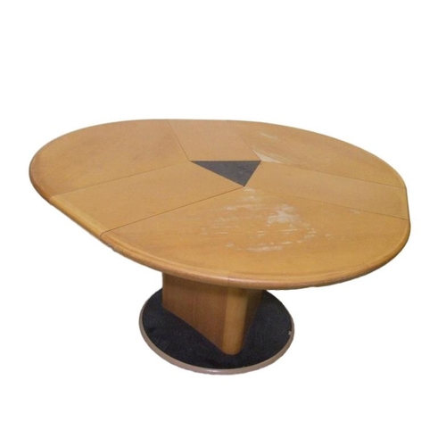 13 - Skovby Denmark Beech Circular Table with 3 interlocking leaves & Jupe expanding mechanism with 3 ext... 