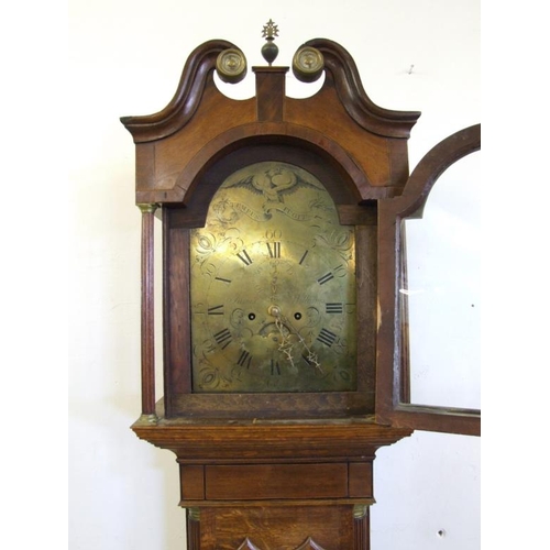 154 - C18th Brass Faced 8 Day Oak Cased Longcase Clock by James Williams of Bath, domed square dial engrav... 