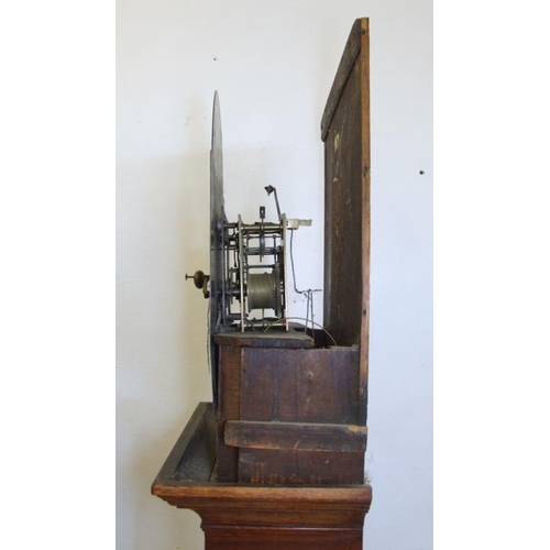 154 - C18th Brass Faced 8 Day Oak Cased Longcase Clock by James Williams of Bath, domed square dial engrav... 