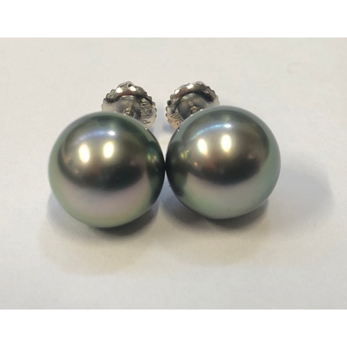 247 - Pair 950 Standard Platinum Tahitian Ball Stud Earrings, each approx. 10mm with screw backs