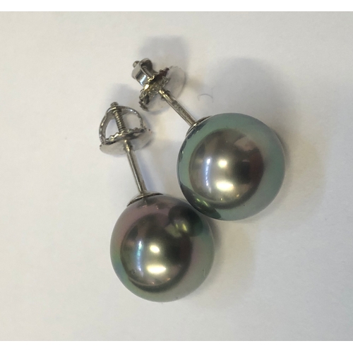 247 - Pair 950 Standard Platinum Tahitian Ball Stud Earrings, each approx. 10mm with screw backs