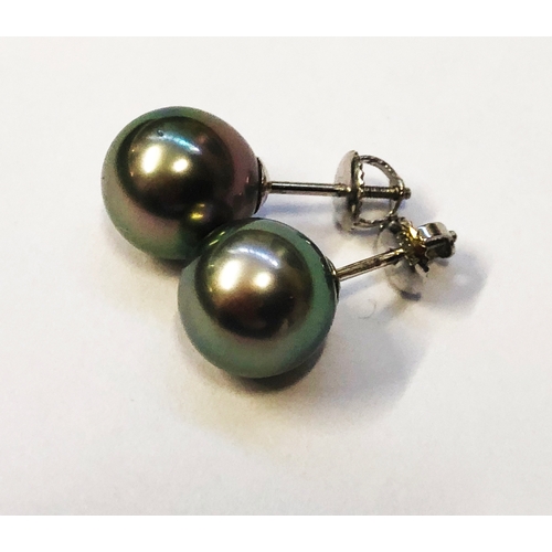 247 - Pair 950 Standard Platinum Tahitian Ball Stud Earrings, each approx. 10mm with screw backs