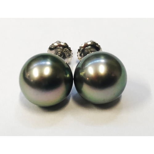 247 - Pair 950 Standard Platinum Tahitian Ball Stud Earrings, each approx. 10mm with screw backs