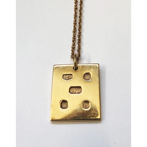 204 - 9ct Gold Square Pendant with 9ct gold chain