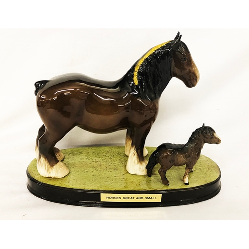 342 - Beswick 'Horses Great & Small' shire, mare & foal on oval ceramic base, marked to base 'Beswick Engl... 