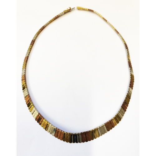 253 - Ladies 3 Colour 9ct Gold Cleopatra Style Necklace