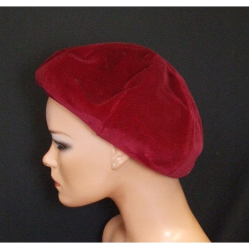 729 - Ladies Hats: Marida dark red beret, Bermona Boutique straw hat with floral decoration, Kangol dark r... 