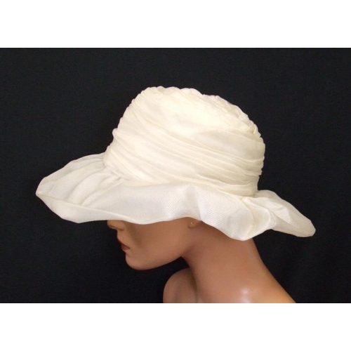 730 - Ladies Hats: Webflex brown pleated, Gaby Louise Bond Street pink velvet, Ricemans cream organza & 2 ... 