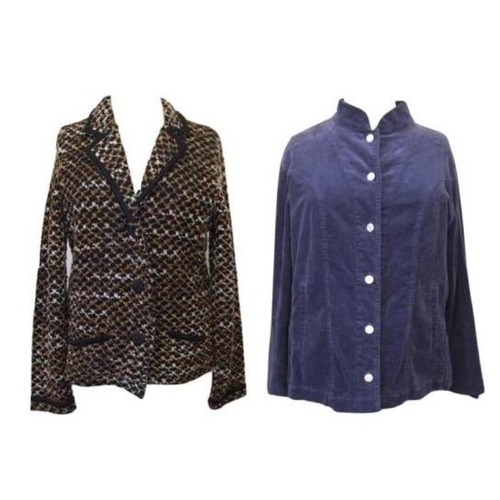 733 - Ladies As New Bon Marches blue corduroy jacket size 18 & Passport Brown/Black Jacket size XL (2)