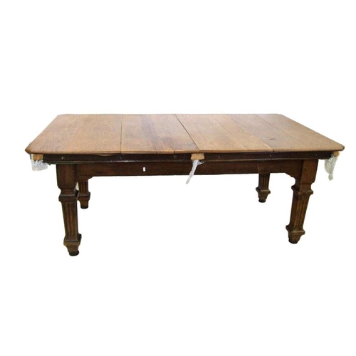 8 - Edwardian Oak Quarter Size Snooker/Dining Table with slate bed, removable canted corner top incl. sn... 