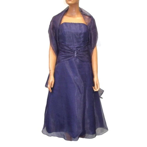 53 - Emily Fox Purple Evening/Prom Dress with matching shawl, labelled size 14