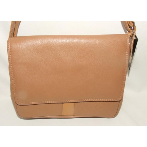 56 - Joshua Taylor As New Tan Leather Handbag with dust cover (GLASS1)