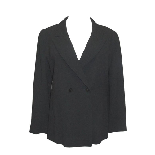 78 - Ladies Chanel Boutique Black Wool Crepe Jacket with 95% silk lining, labelled size 40