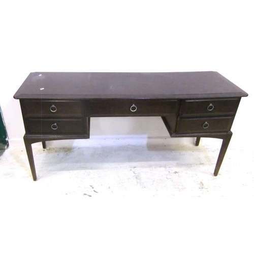 102 - Stag Mahogany Sideboard with 2 banks of short drawers, long central drawer, ring-pull handles, on sq... 