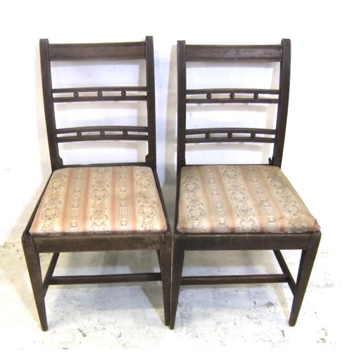 119 - Pair C19th Mendlesham Style Side Chairs with pair twin rails, ball decoration, on square tapering su... 