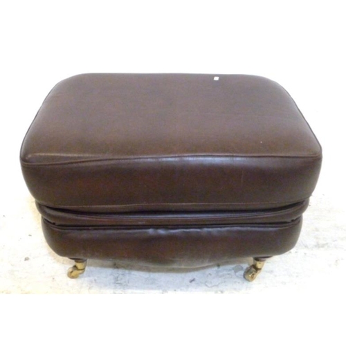 169 - Brown Leather Stool on castors (F8)