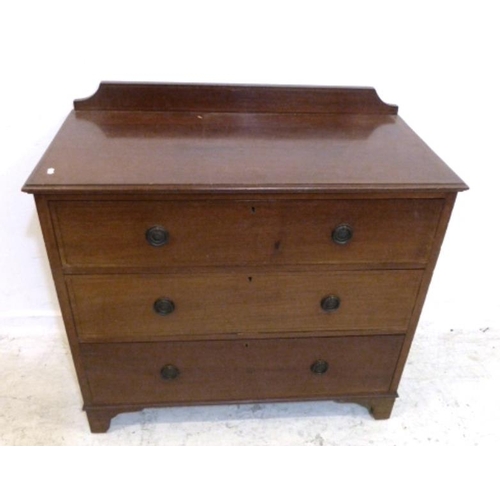 173 - Mahogany Chest of 3 Long Drawers with upstand to rear