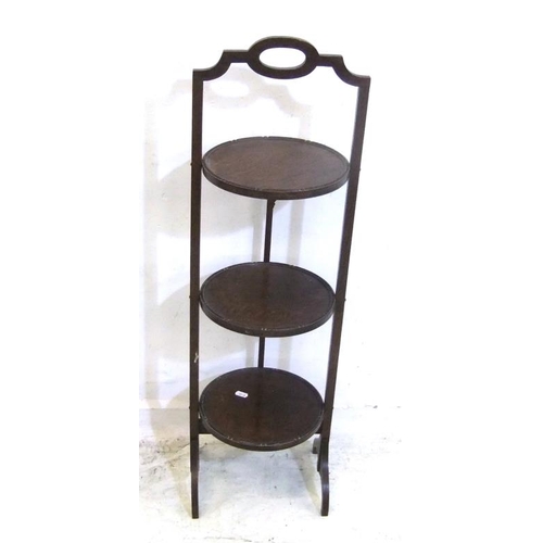 20 - 3 Tier Oak Cake Stand/Dumb Waiter with bead & dart moulded plateaus (A1)