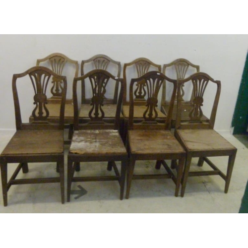 120 - 8 C19th Hepplewhite Style Side Chairs with hump tops, pierced centre splats (all requiring restorati... 