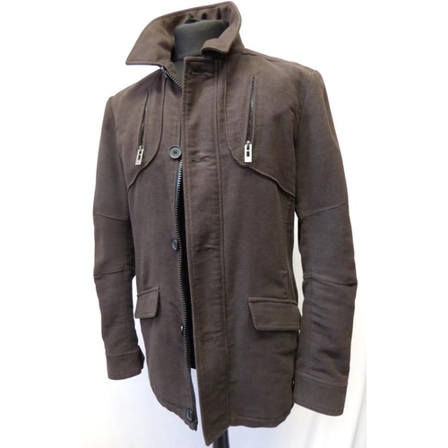 Mens Next Signature Italian Brown Moleskin Jacket, size M & For Men Black Leather Jacket, size 44/46