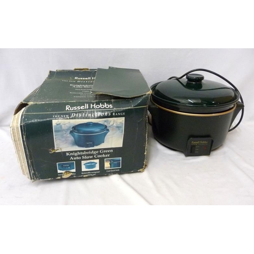 1228 - Green Glazed 3L Russell Hobbs Knightsbridge Auto Slow Cooker
