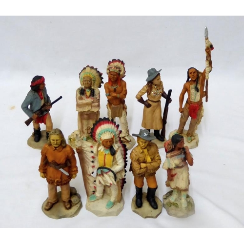 914 - Castagna Figurines of Native American Indians & Wild West Characters (9)